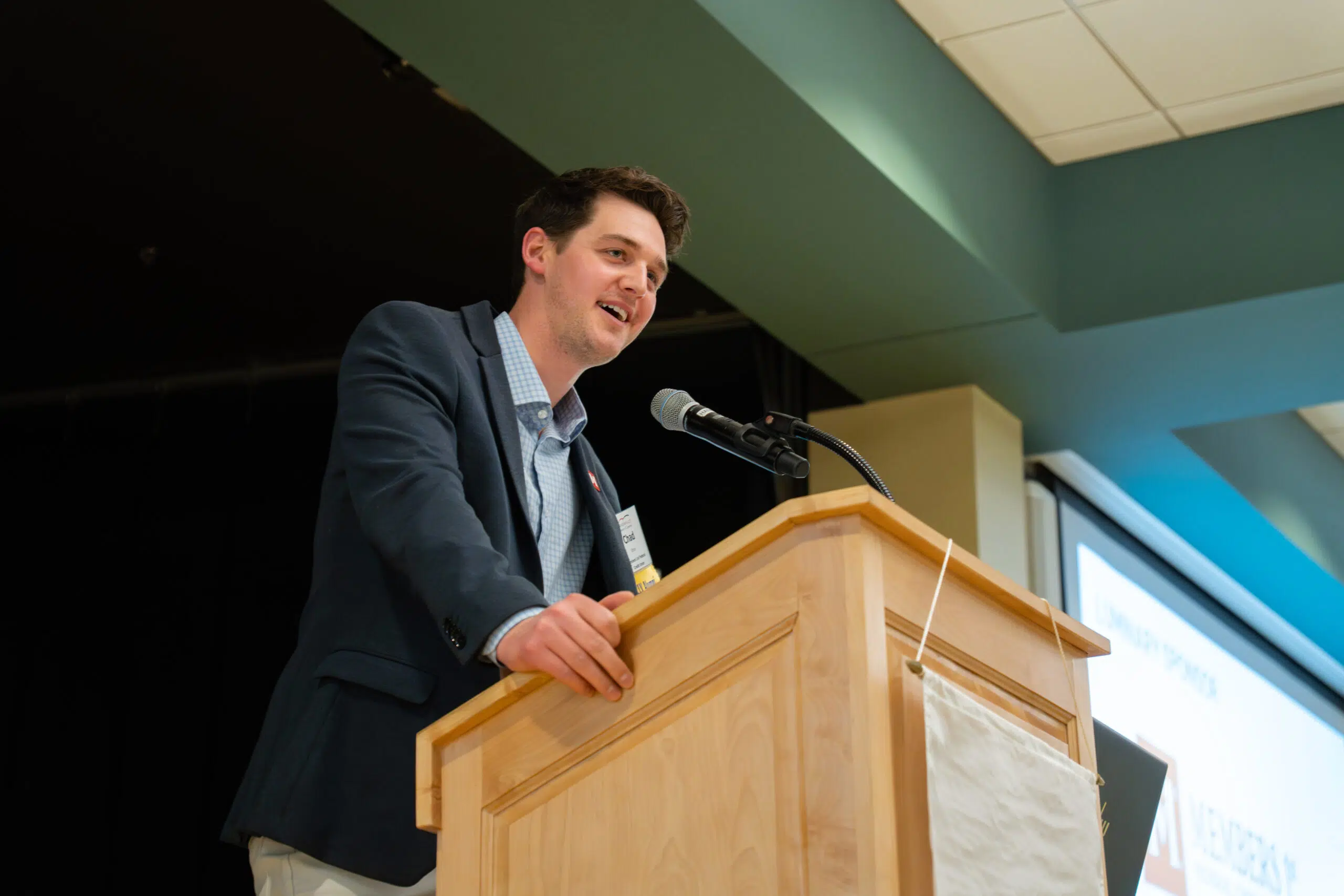 Guest Speaker is talking at awatd ceromony